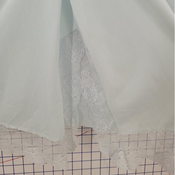 Vintage Powder Blue Satin Pleated Slip Dress Munsingwear Lace Trim Romance‎ - Picture 9 of 14